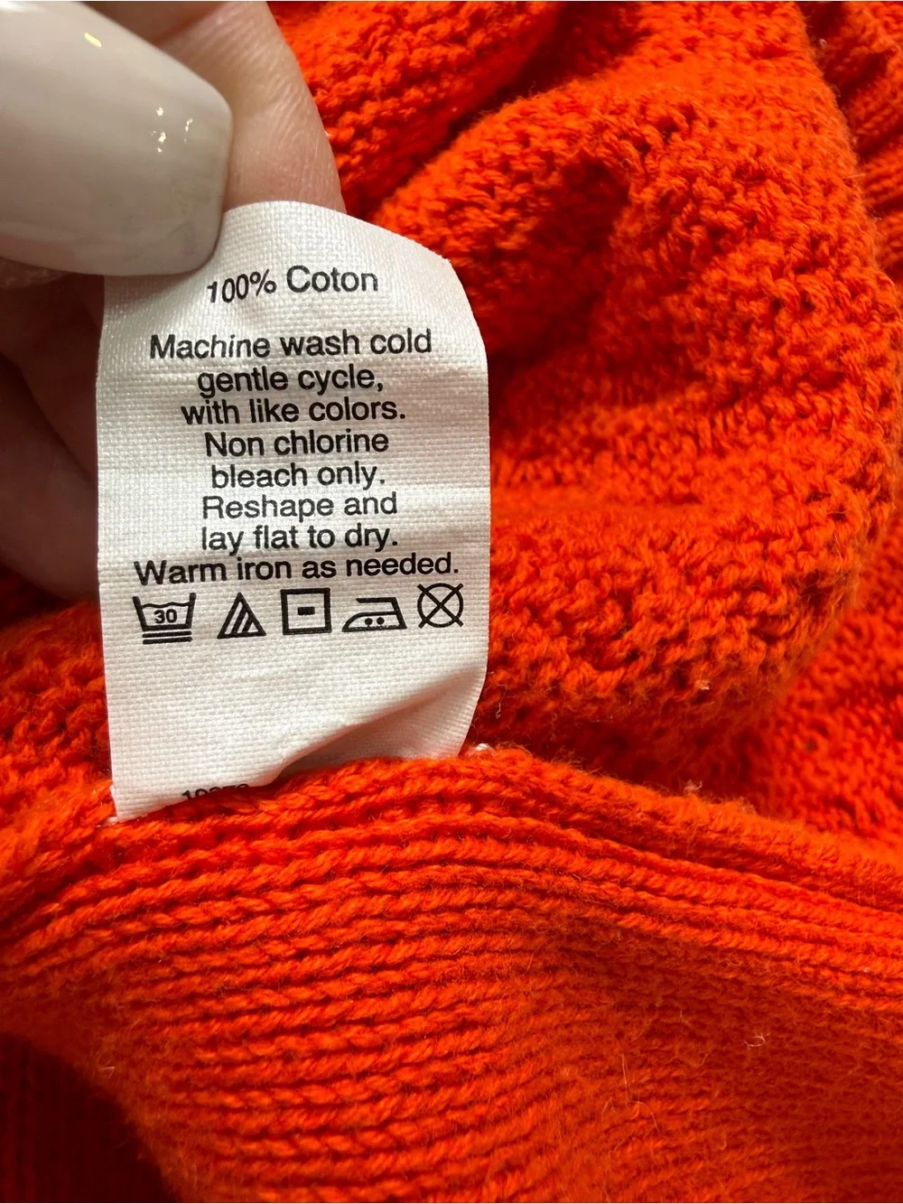J. Crew 100% Cotton Orange Cable Knit Crewneck Sweater